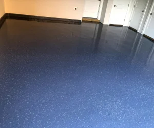 A fresh coat of epoxy on a residential garage floor in Delaware County, PA